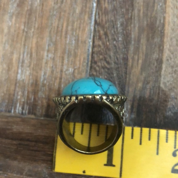 Oversized Turquoise Statement Ring Cocktail Country Southern Cowgirl Style Ring - Picture 11 of 12